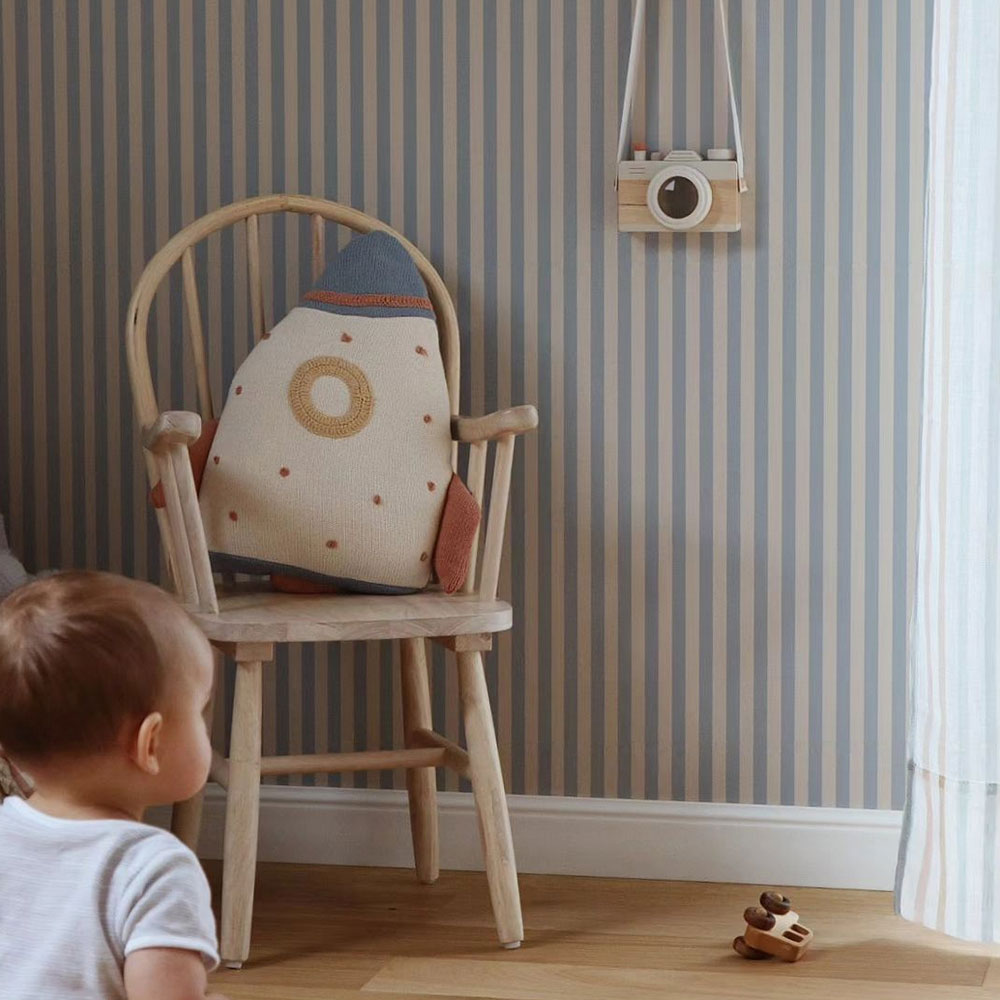 Dekornik Tapete Simple Vintage Streifen Beige Blau Streifen 50 x 280
