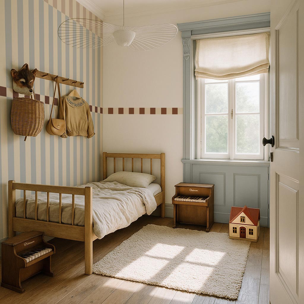 Dekornik Tapete Streifen nostalgia beige blue Streifen 50 x 280