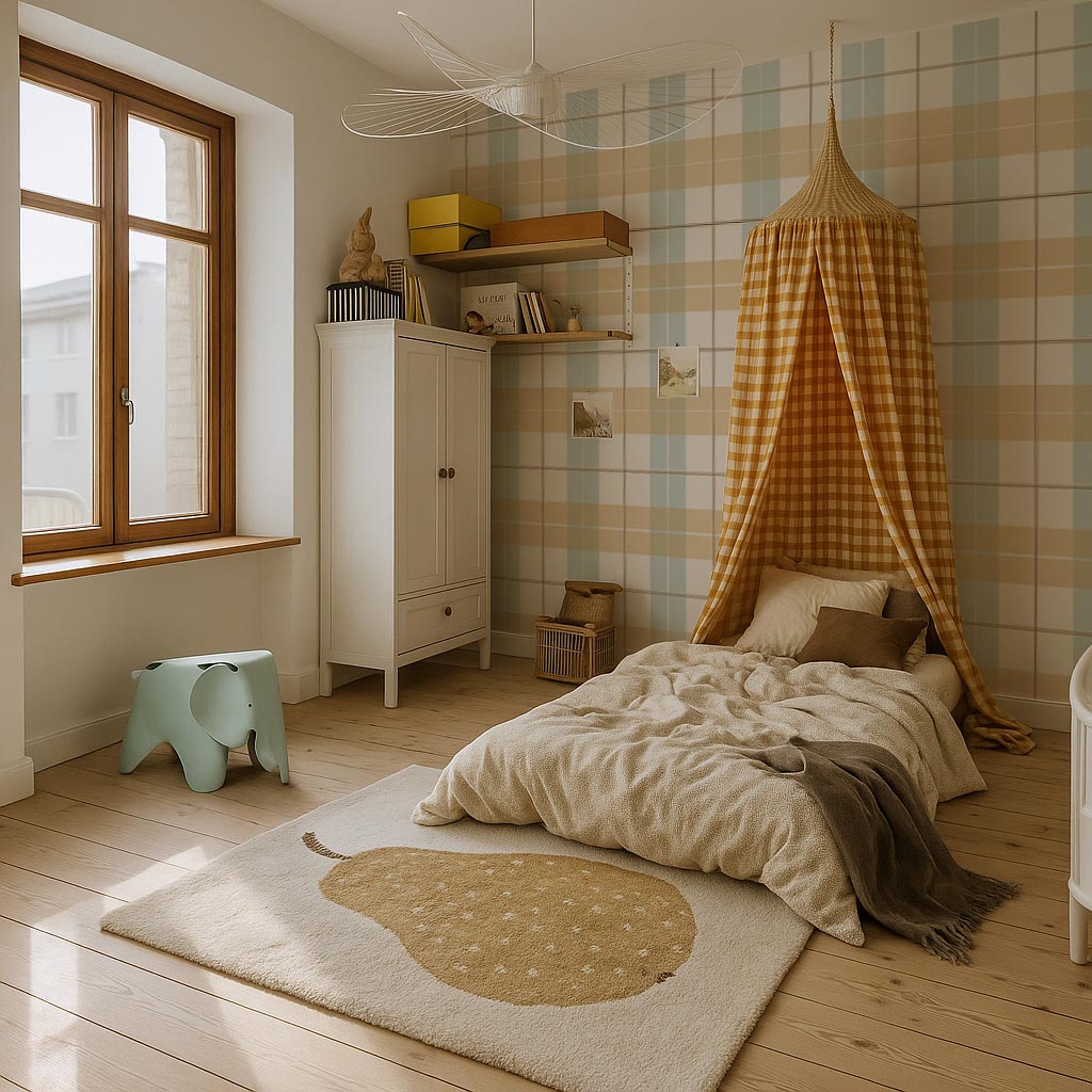 Dekornik wallpaper plaid ma x i yellow blue stripes 100 x 280