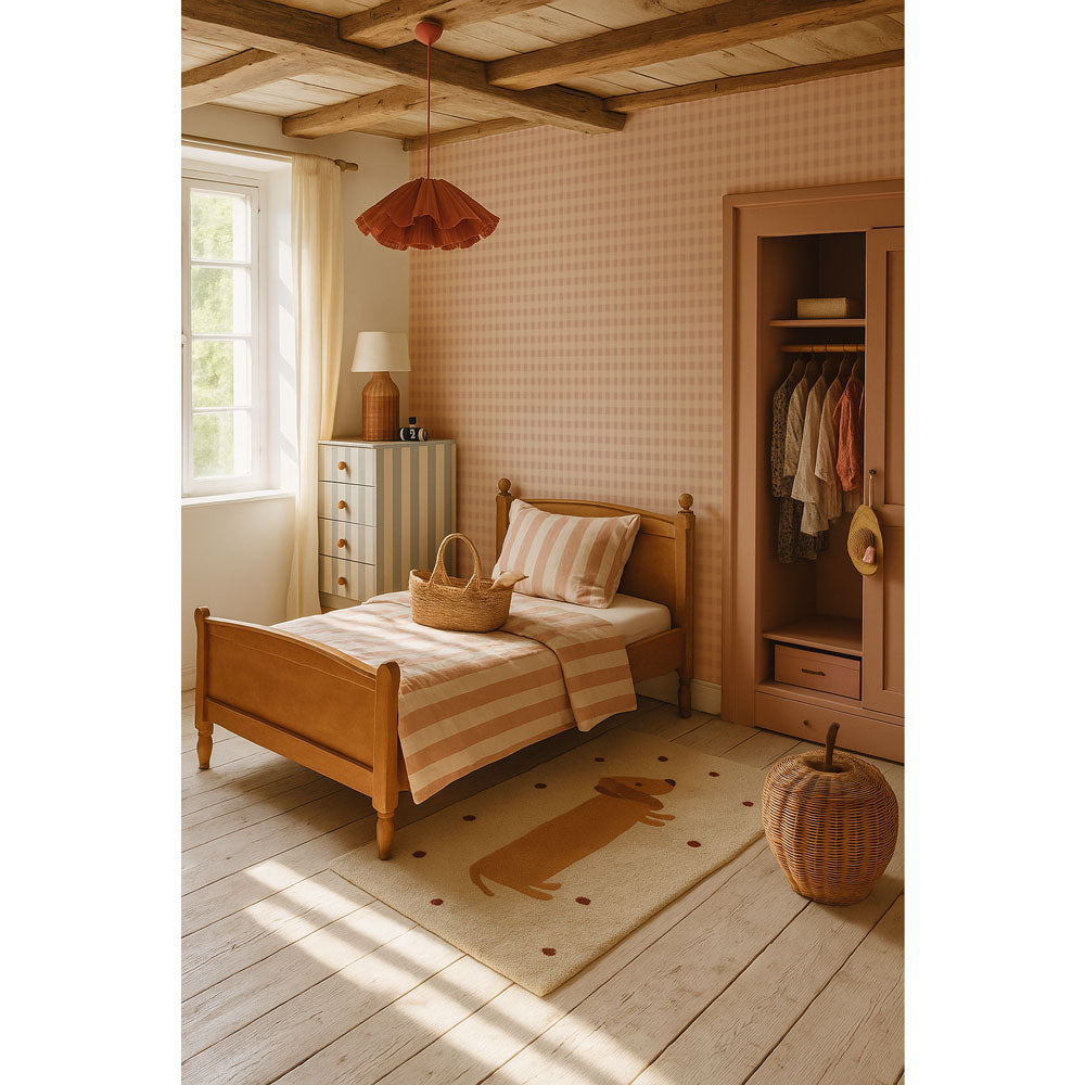 Carta da parati Dekornik plaid minimini rosa crema a righe 50 x 280